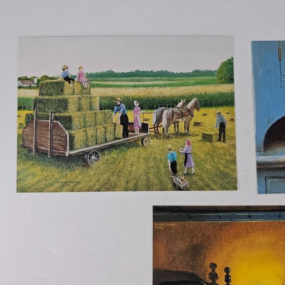 Set of 3 Vintage Amish Life Postcards George Lyster 1992 Pennsylvania Dutch Art - Picture 6 of 8